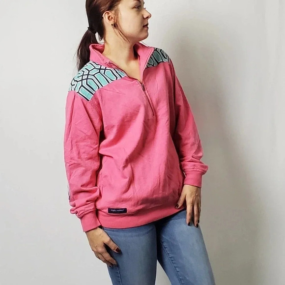 Simply Southern Pink Logo Quarter Zip Sweatshirt - S - Picture 6 of 10
